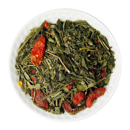 Zelený sypaný čaj ochutený Ohnivé Goji